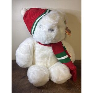 Vintage Balloon Club White Plush Christmas Teddy Bear W/Hang Tag VGC 21"